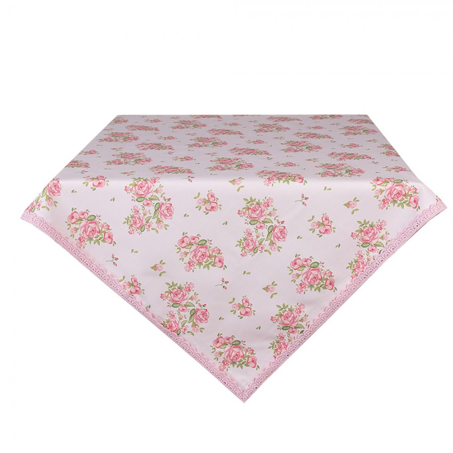 SWR01 Nappe 100x100 cm Rose Coton Roses Carré