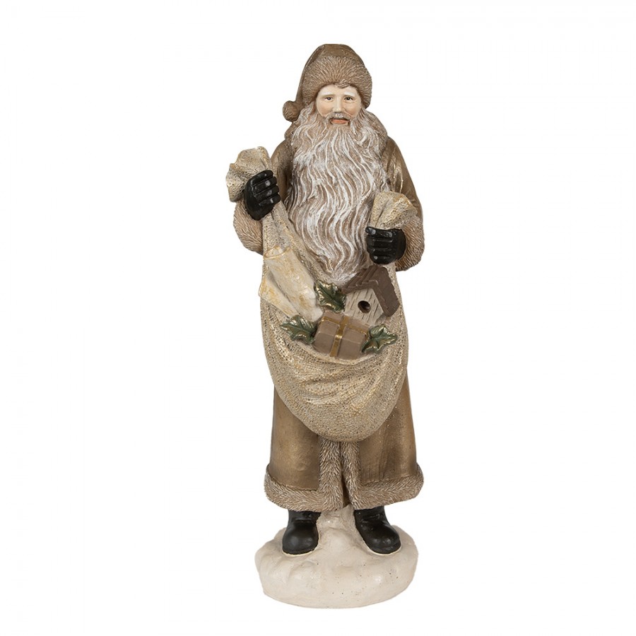 6PR3952 Beeld Kerstman 30 Cm Goudkleurig Polyresin Kerstfiguren