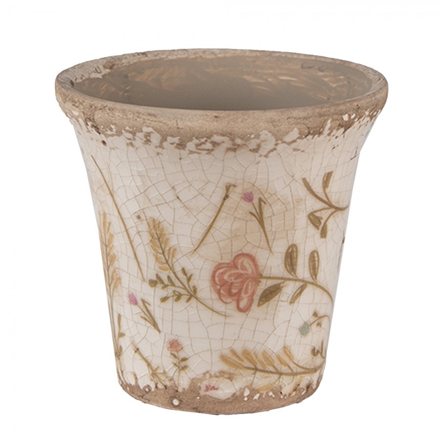 6CE1629S Pot de fleurs Ø 9x8 cm Beige Rose Céramique Fleurs Pot de