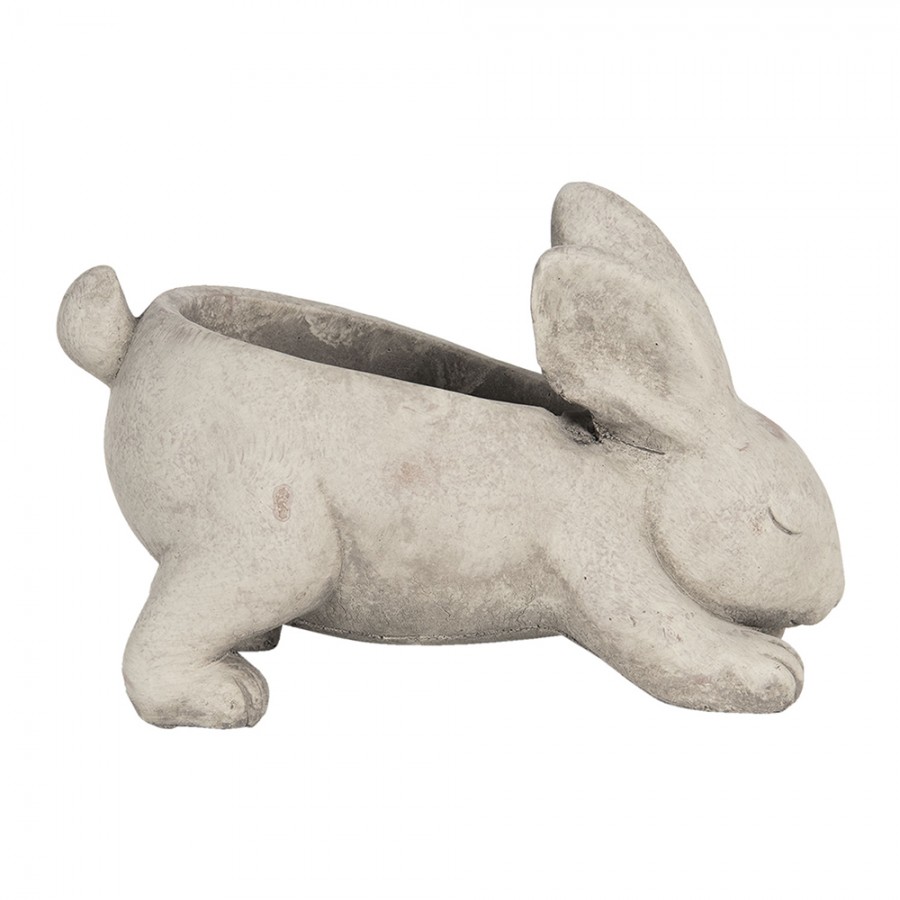 6TE0306 Planter 26x13x16 Cm Grey Stone Rabbit Indoor Planter