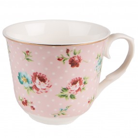26CEKS0127 Cup and Saucer 250 ml Pink Porcelain Flowers Tableware
