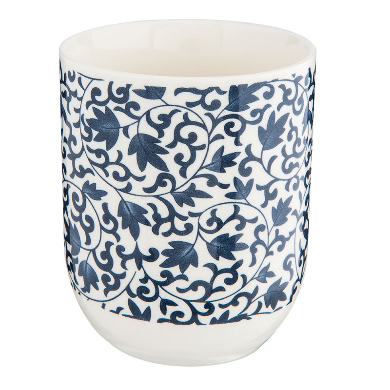 6CEMU0005 Mug 100 ml Blue Porcelain Leaves Round Tea Mug