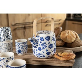 26CEMU0012 Mug 100 ml Bleu Porcelaine Fleurs Rond Tasse à thé