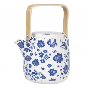 26CETE0093 Teapot 800 ml Blue White Porcelain Flowers Round Tea pot