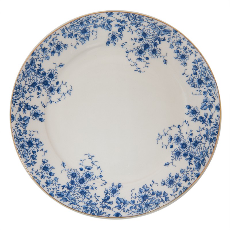BFLDP Assiette de petit déjeuner Ø 21 cm Bleu Porcelaine Fleurs Rond Assiette