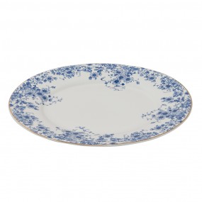2BFLDP Assiette de petit déjeuner Ø 21 cm Bleu Porcelaine Fleurs Rond Assiette