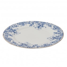 2BFLFP Assiette de dîner Ø 26 cm Bleu Porcelaine Fleurs Rond Assiette de table