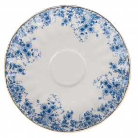2BFLTKS Tasse et soucoupe 200 ml Blanc Bleu Porcelaine Fleurs Vaisselle