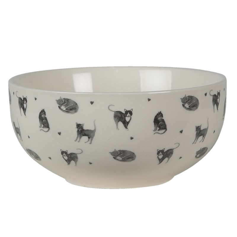 CAKPU Soup Bowl Ø 14 cm Beige Grey Ceramic Cats Round Serving Bowl