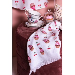 2CTCUP Asciugamano per ospiti 40x66 cm Bianco Rosa  Cotone Cupcake Rettangolo Porta salvietta