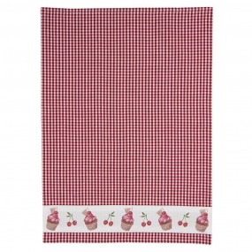 2CUP42-1 Tea Towel  50x70 cm Red White Cotton Cupcakes Kitchen Towel