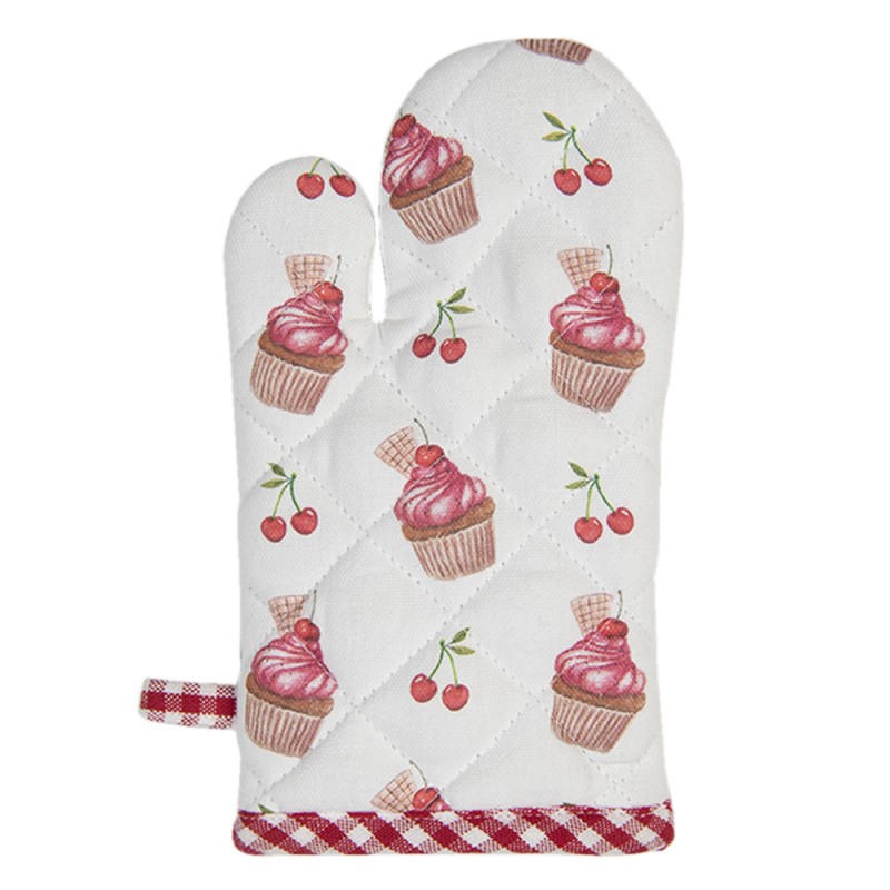 CUP44K Guanto da forno bambino 12x21 cm Rosso Rosa  Cotone Cupcakes Guanto da forno