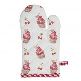 2CUP44K Kids' Oven Mitt 12x21 cm Red Pink Cotton Cupcakes Oven Glove