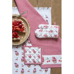 Clayre & Eef Kids' Oven Mitt 12x21 cm Red Pink Cotton Cupcakes