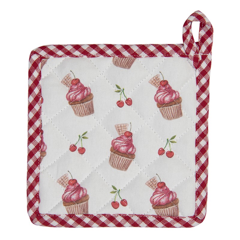 CUP45K Kids' Pot Holder 16x16 cm Red Pink Cotton Cupcakes Mother Daughter