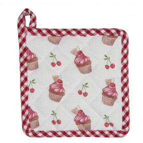 2CUP45K Kids' Pot Holder 16x16 cm Red Pink Cotton Cupcakes Mother Daughter