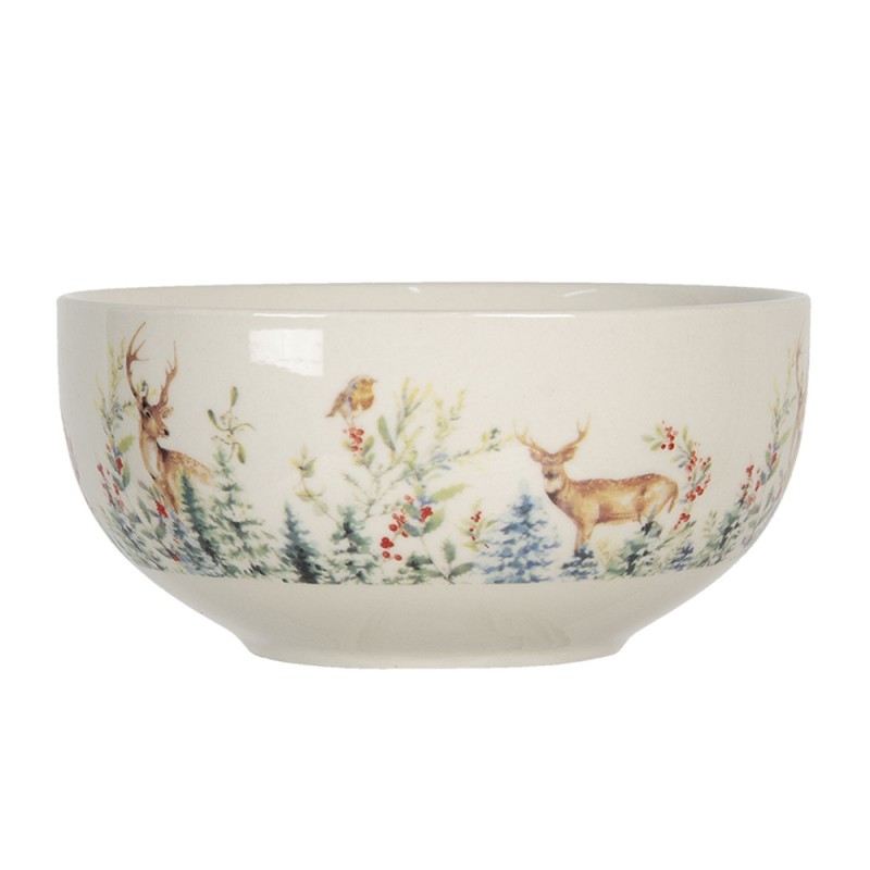 DCHPU Soup Bowl Ø 14 cm White Ceramic Deer Round Serving Bowl
