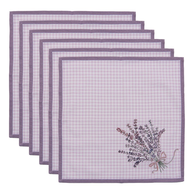 LAG43 Napkins Cotton Set of 6 40x40 cm Purple White Cotton Lavender Square Napkin Fabric