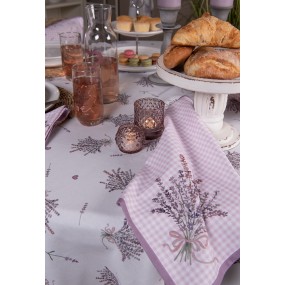 2LAG43 Napkins Cotton Set of 6 40x40 cm Purple White Cotton Lavender Square Napkin Fabric