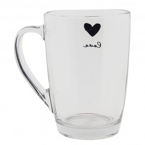 2LBSGL0010 Tea Glass 300 ml Glass Heart Tea Mug