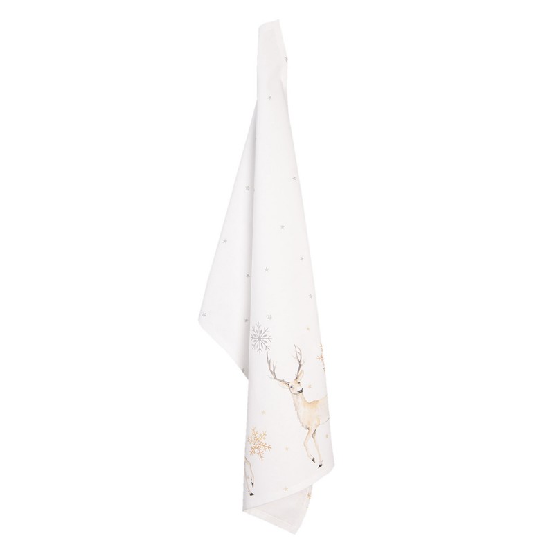 PCH42 Tea Towel  50x70 cm White Beige Cotton Deer Kitchen Towel