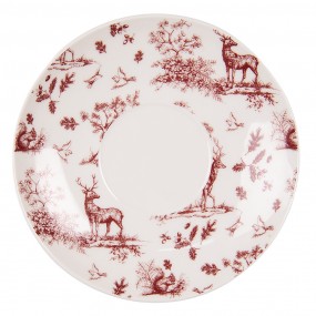 2PFTKS Cup and Saucer 200 ml Beige Red Porcelain Reindeer and Trees Tableware
