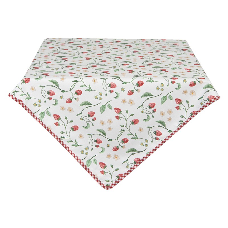 WIS01 Tablecloth 100x100 cm White Red Cotton Strawberries Square Table cloth