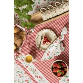 2WIS01 Tischdecke 100x100 cm Weiß Rot Baumwolle Erdbeeren Quadrat Tischtuch