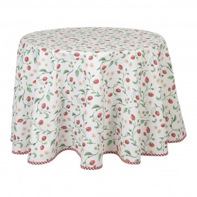2WIS07 Tablecloth Ø 170 cm White Red Cotton Table cloth