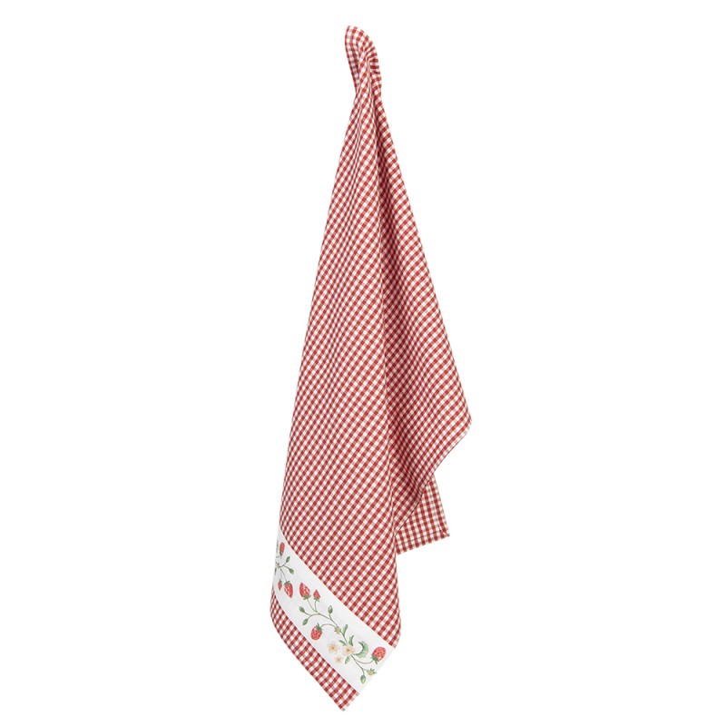 WIS42 Tea Towel  50x70 cm White Red Cotton Strawberries Kitchen Towel