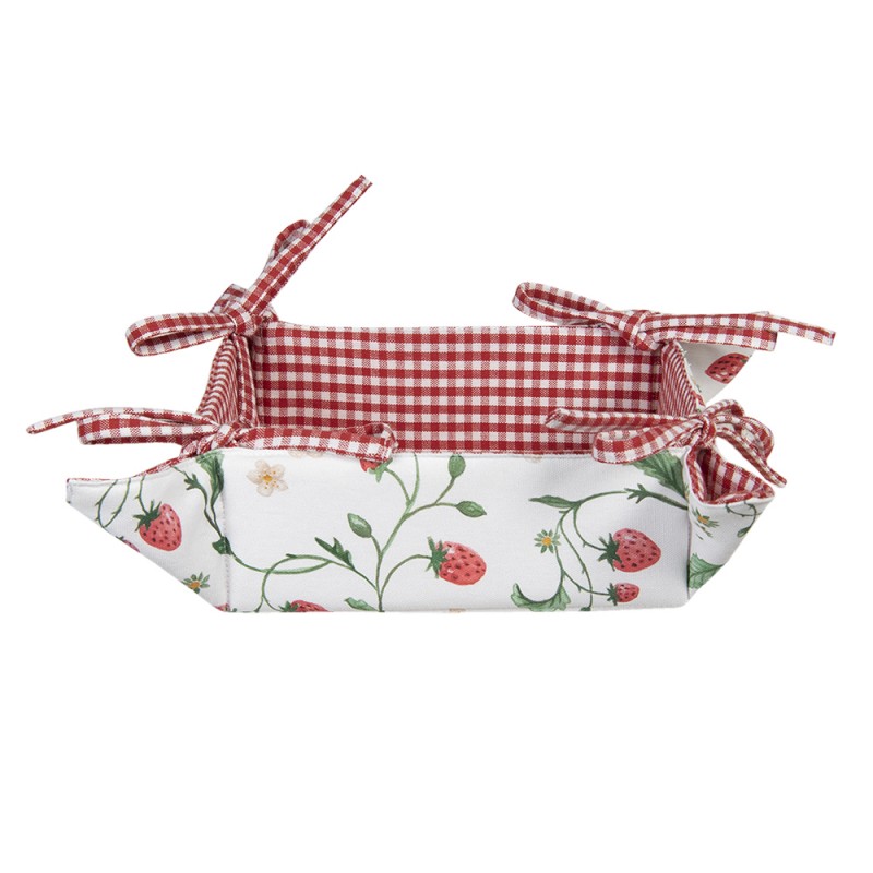 WIS47 Bread Basket 35x35 cm White Red Cotton Strawberries Kitchen Gift