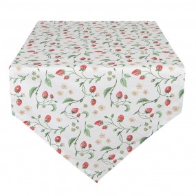 2WIS65 Tischläufer 50x160 cm Weiß Rot Baumwolle Erdbeeren Tischdecke