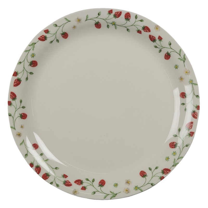 WISDP Breakfast Plate Ø 20 cm Beige Red Ceramic Strawberries Round Plate