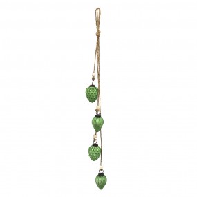26GL3708 Christmas Bauble Set of 4 Ø 5 cm / 70 cm Green Glass Decorative Pendant