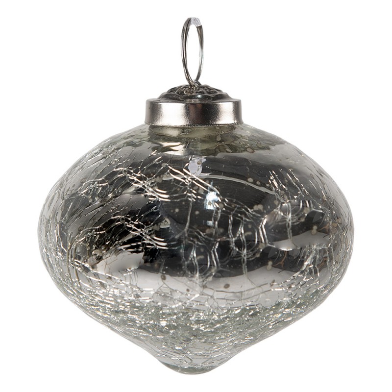 6GL3827 Kerstbal  Ø 7 cm Zilverkleurig Glas Kerstdecoratie
