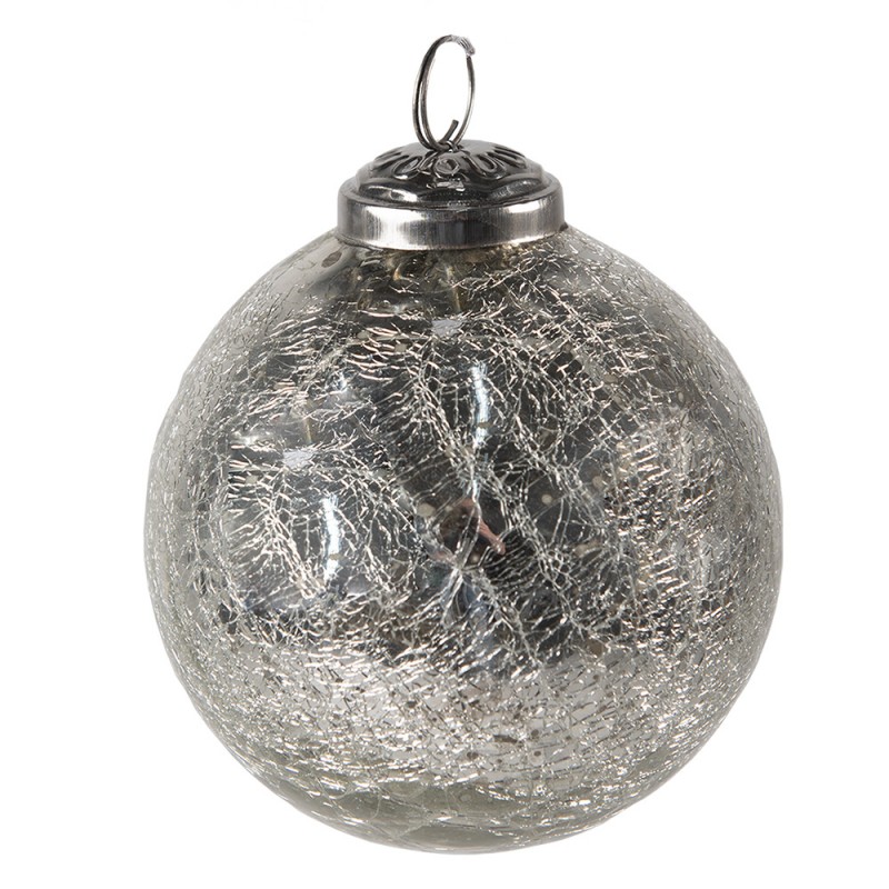6GL3848 Kerstbal  Ø 7 cm Zilverkleurig Glas Kerstdecoratie