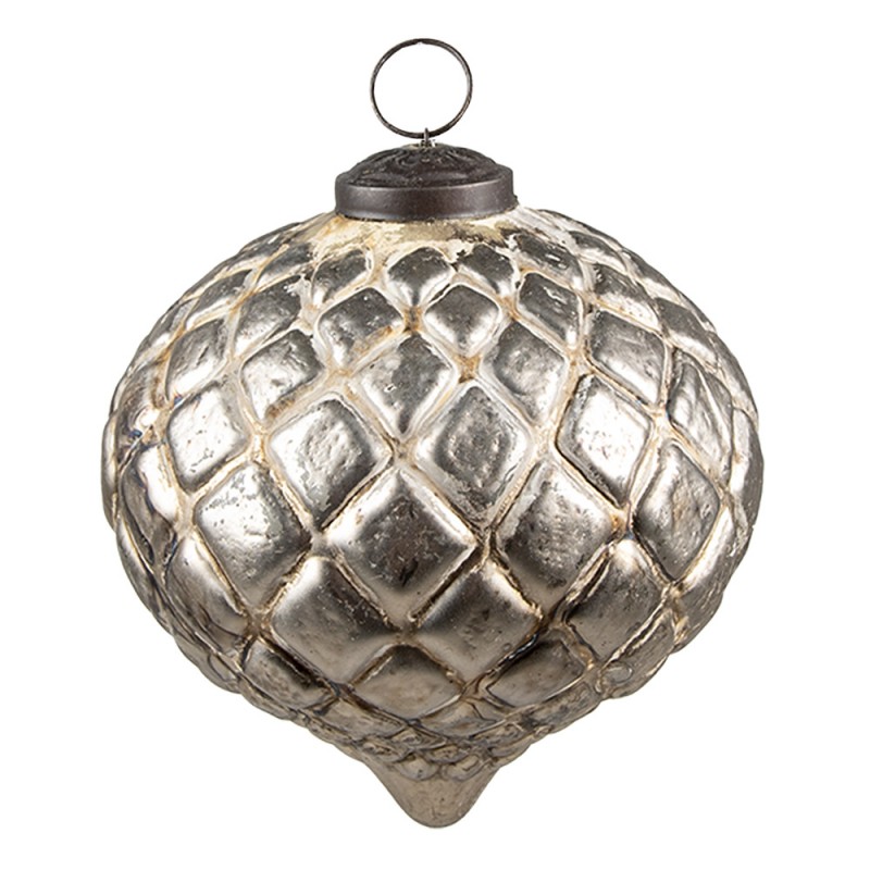 6GL3853 Boule de Noël 12x12x12 cm Beige Verre Décoration de Noël