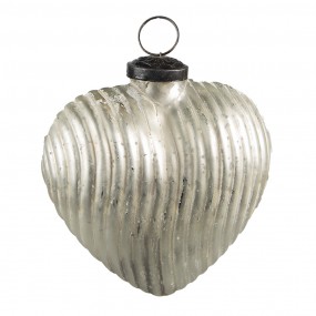 26GL3879 Christmas Bauble 11x5x12 cm Silver colored Glass Heart-Shaped Christmas Decoration
