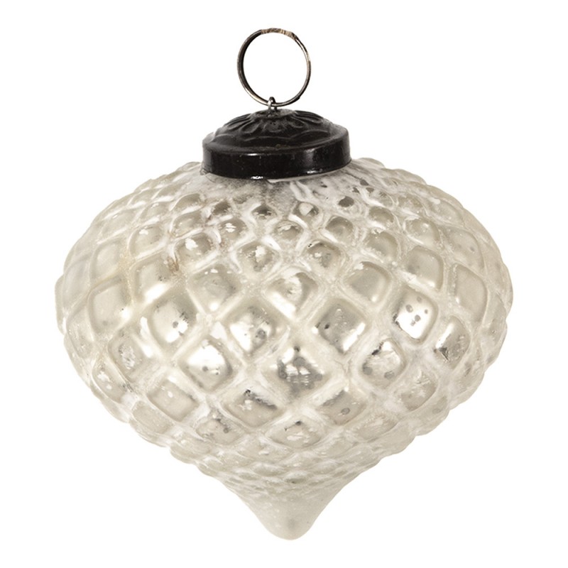 6GL3898 Boule de Noël Ø 10 cm Couleur argent Blanc Verre Décoration de Noël