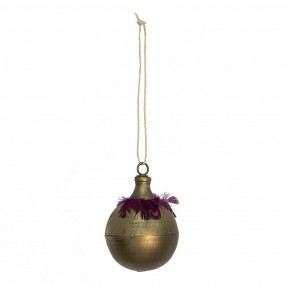 265038 Christmas Bauble Ø 10x14 cm Gold colored Metal Round Christmas Tree Decorations