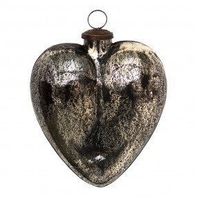 26GL3915 Palla di natale 15x5x17 cm Color argento Vetro A forma di cuore Decorazione di Natalizie