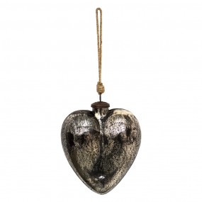 26GL3915 Christmas Bauble 15x5x17 cm Silver colored Glass Heart-Shaped Christmas Decoration