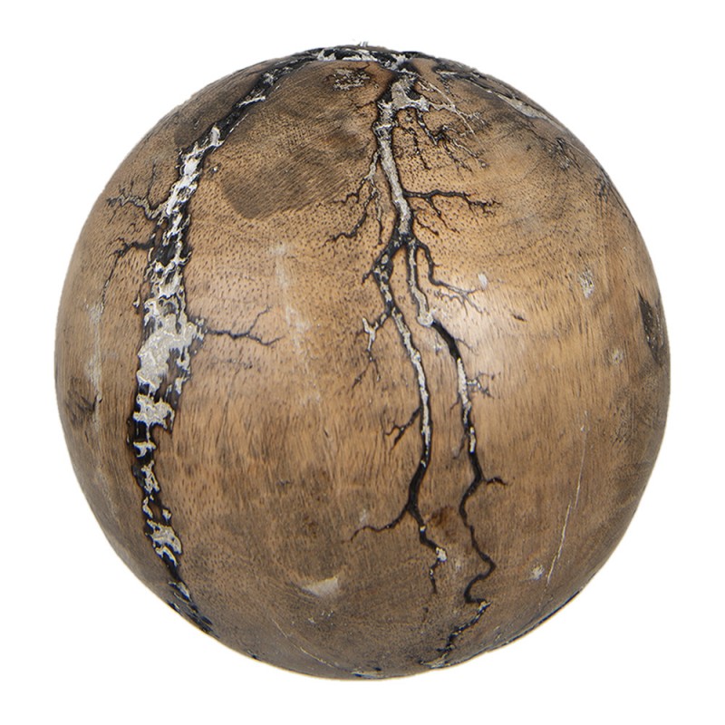 6H2255 Boule de Noël Ø 12 cm Marron Bois Décorations d'arbre de Noël