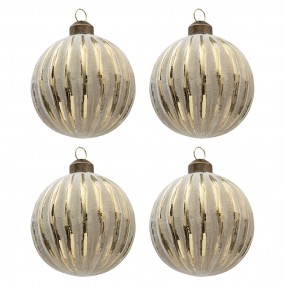 26GL3297 Christmas Bauble Set of 4 Ø 8 cm Gold colored Glass Round Christmas Tree Decorations