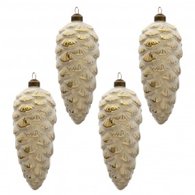26GL3303 Christmas Bauble Set of 4 8x18 cm Gold colored Glass Christmas Tree Decorations
