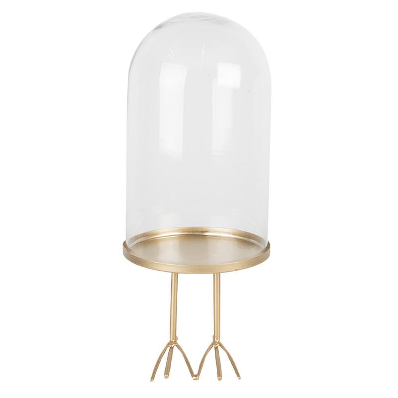 6GL4040 Cloche Ø 13x30 cm Gold colored Iron Glass Round Glass Bell Jar