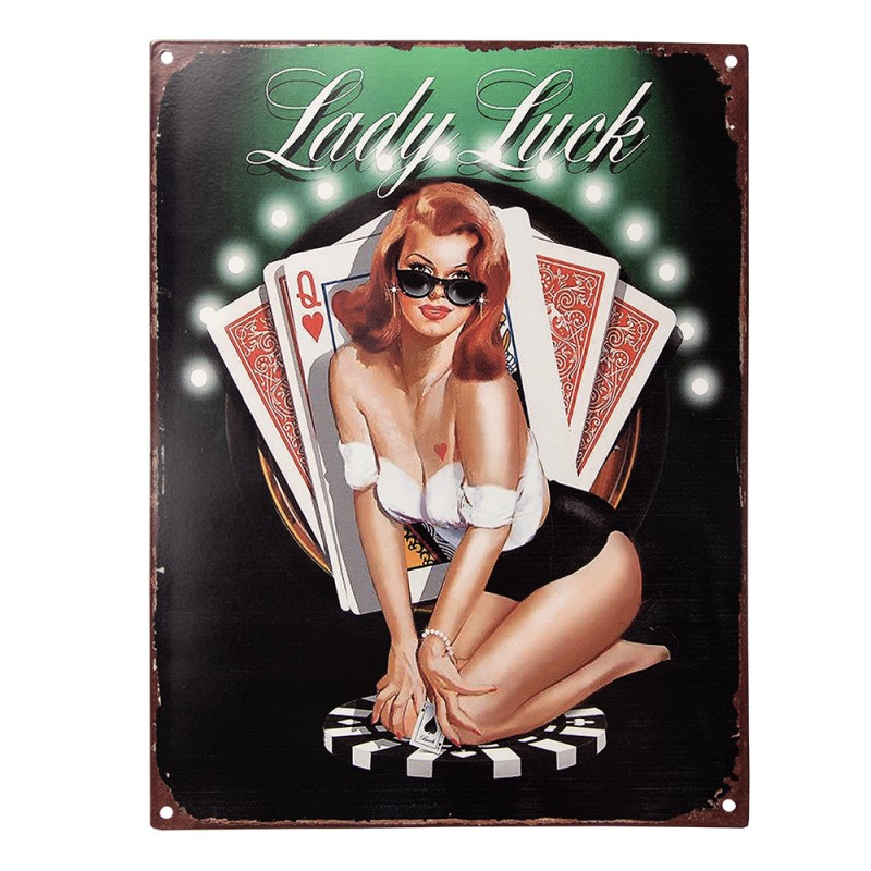 6Y5198 Text Sign 25x33 cm Black Iron Playing Cards Wall Board