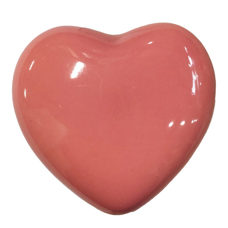 62320 Door Knob 4 cm Pink Ceramic Heart-Shaped Furniture Knob