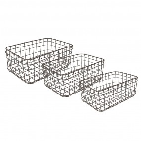 26Y5257 Storage Basket Set of 3 30x20x14 cm Brown Iron Basket