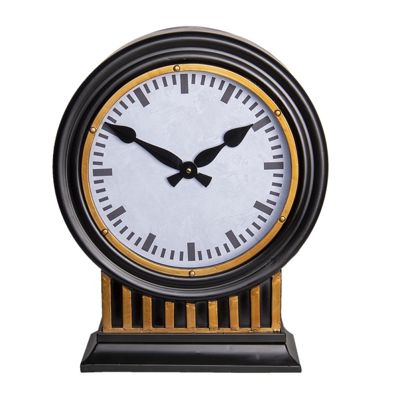 6KL0720 Floor Clock 37x45 cm  Black Metal Mantel Clock